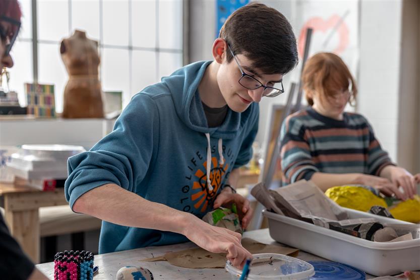 Students do papier-mache art